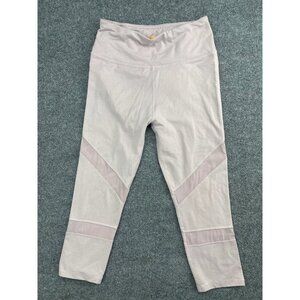 C&C Sport Leggings Women's L Pink Stripe Skinny Pull On Cropped Zipped Pocket